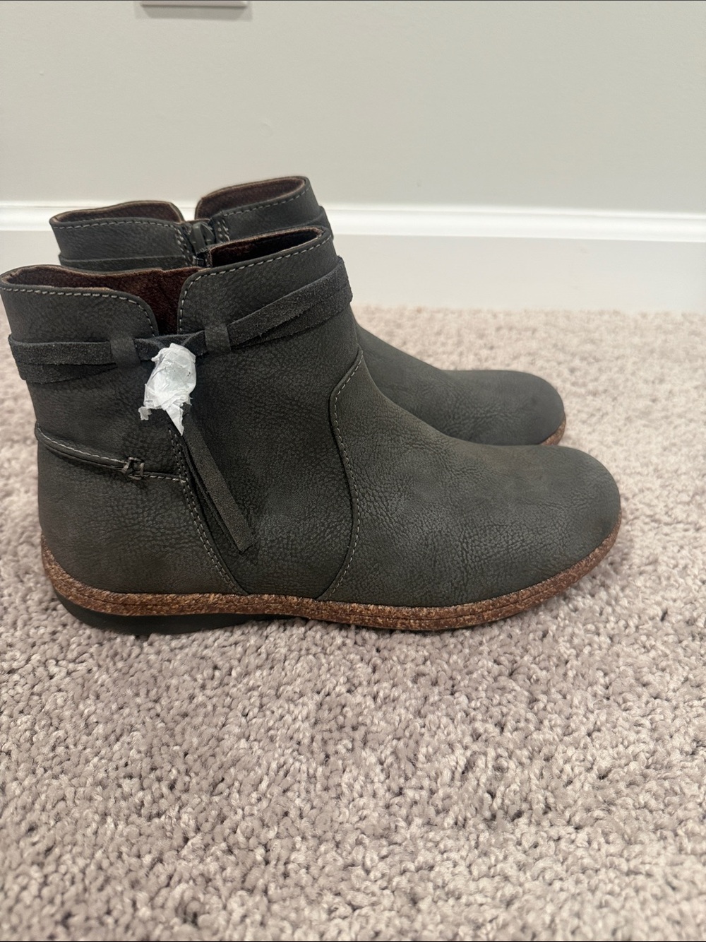 b.o.c. Charcoal Ankle Booties with Cork-Look Wedge